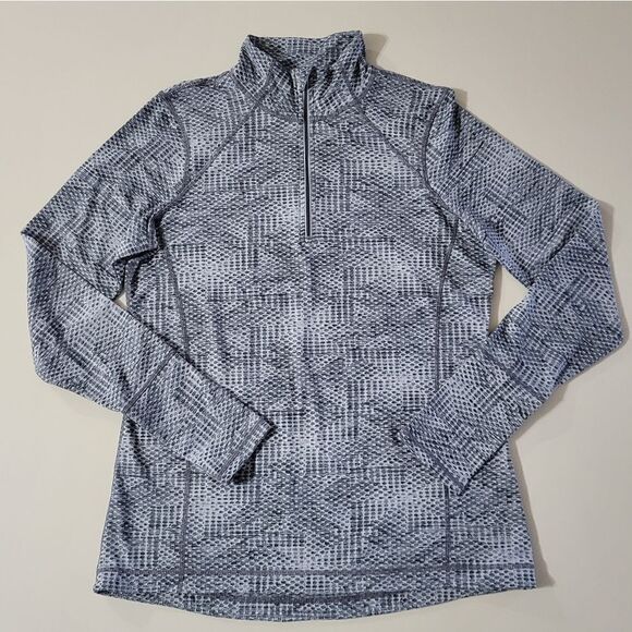 Kirkland Signature Women's Gray Print 1/4 Zip Long Sleeve Pullover - Picture 5 of 14